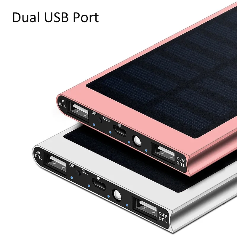 20000mAh Solar Power Bank Portable External Battery phone Charger Dual USB Powerbank for iPhone 8 XS max Xiaomi Huawei Poverbank