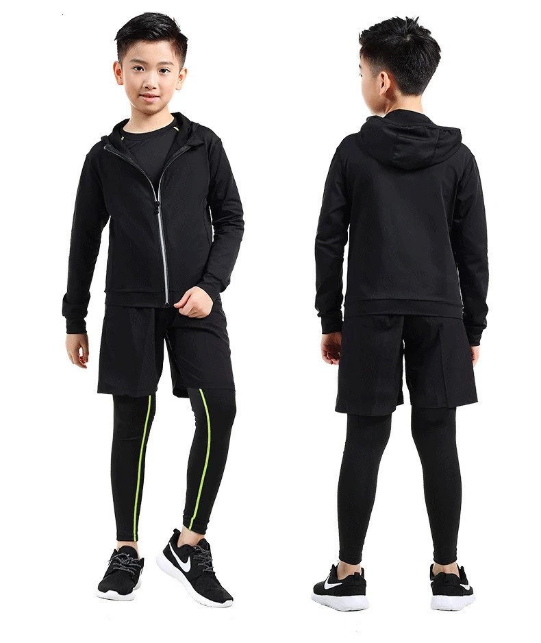 Kids Men's Sports Running Sets Jogging Basketball Underwear Tracksuits Children's Sportswear Tights Soccer Training Clothing 240118