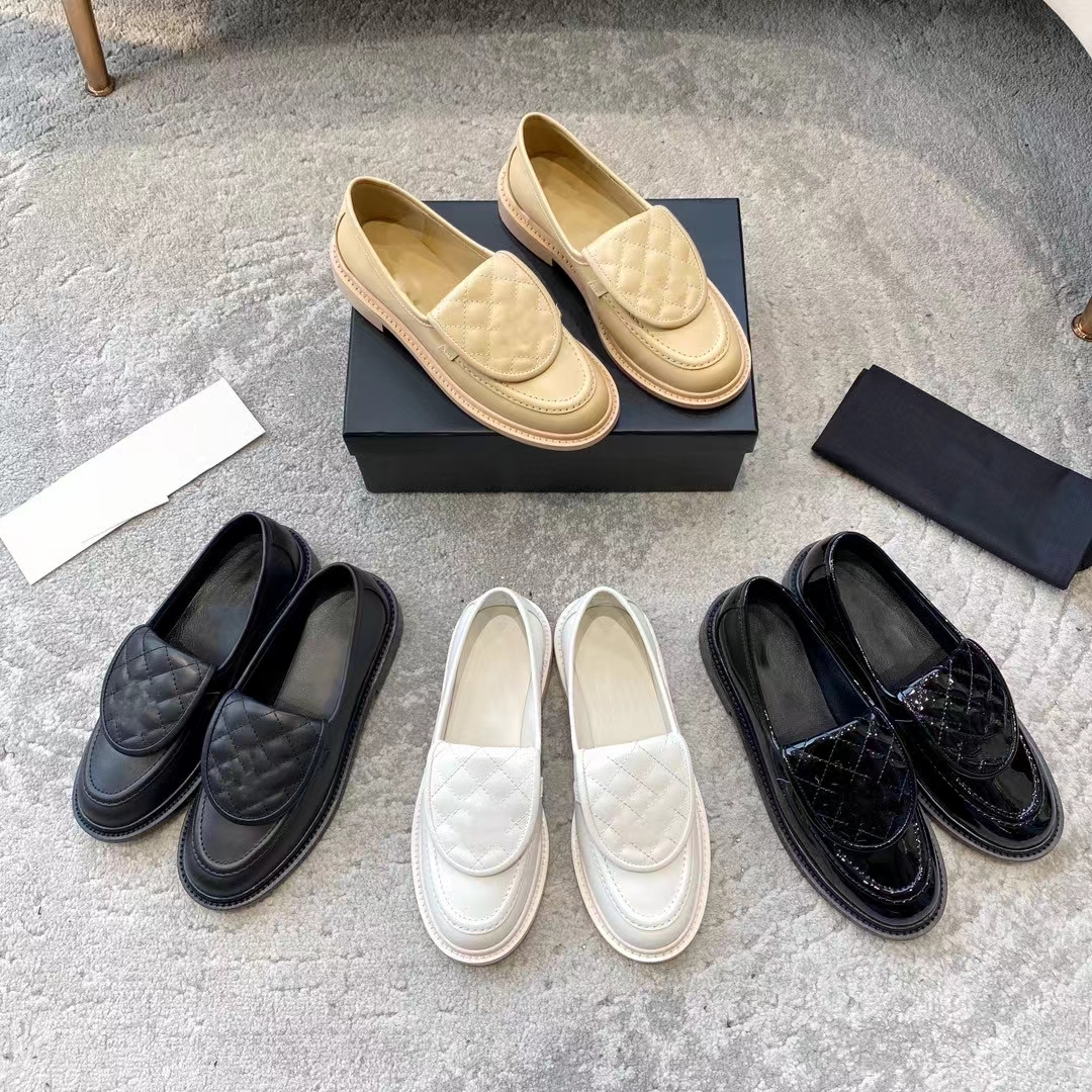 designer loafers womens designer shoes moccasins Fashion Versatile Luxury Genuine Leather Black Small Leather Shoes EU35-41