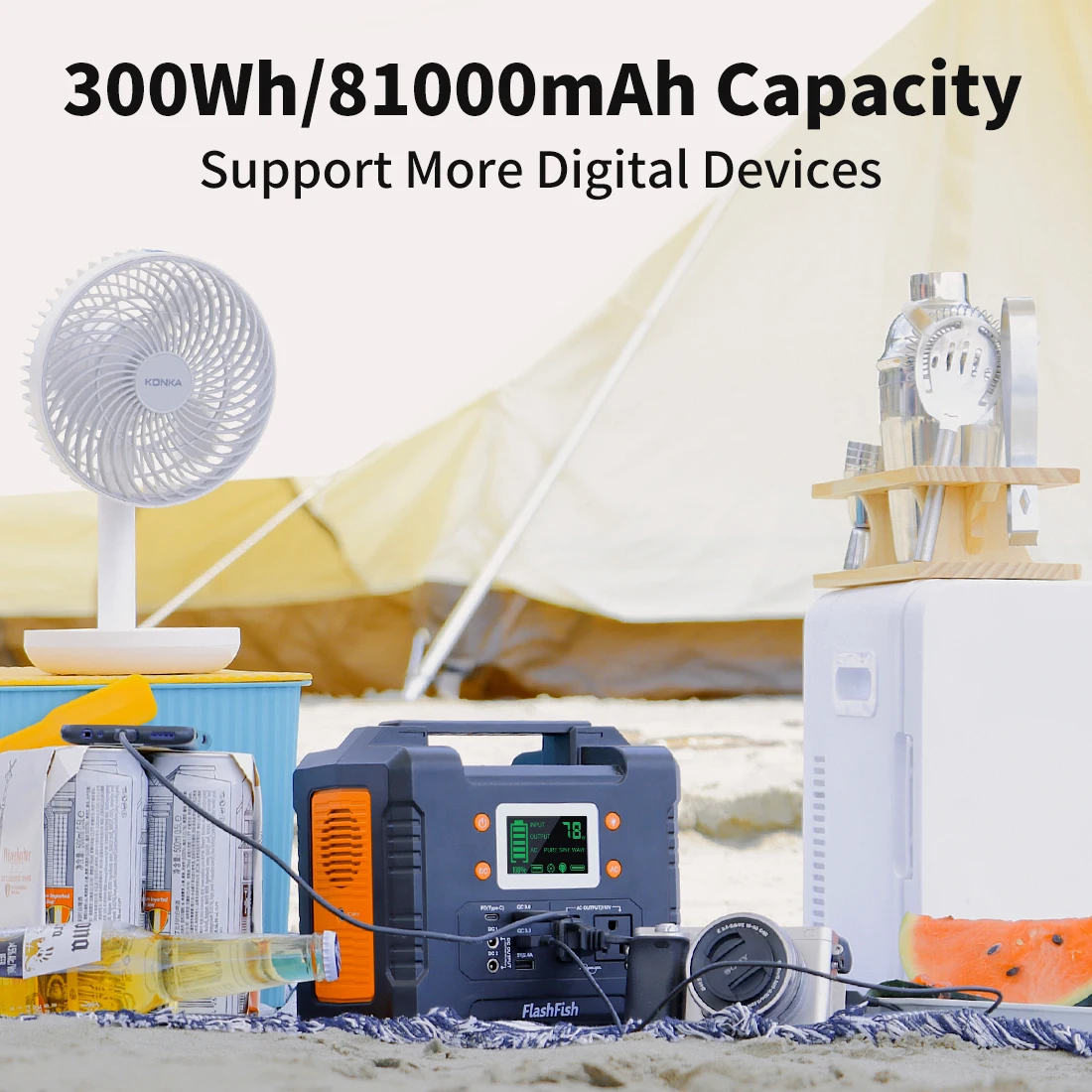 110V Solar Generator Portable Power Pure Sine Wave Output 12V DC for Outdoor Home Camping Backup Power