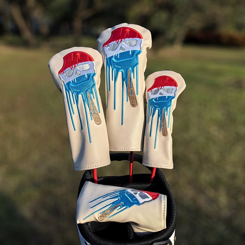 SKULL Golf Woods Headcovers Covers For Driver Fairway Putter 135H Clubs Set Heads PU Leather Unisex 240202