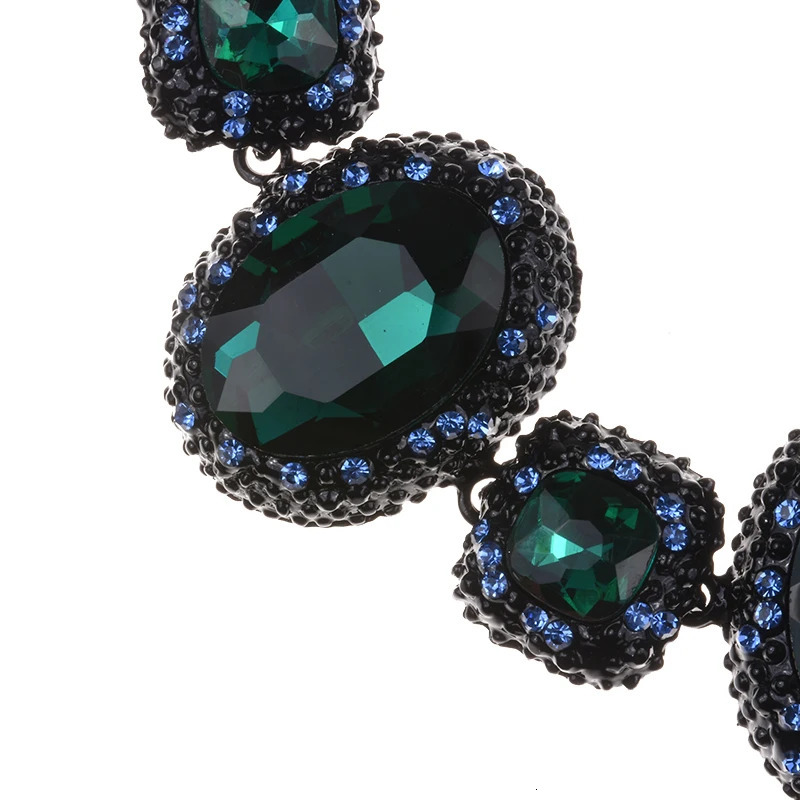 Fashion Green Glass Crystal Indian Statement Choker Necklace Women Ethnic Vintage Large Collar Big Bib Jewelry 240125 - view 5