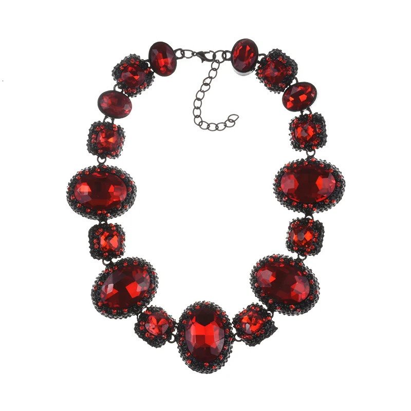 Fashion Green Glass Crystal Indian Statement Choker Necklace Women Ethnic Vintage Large Collar Big Bib Jewelry 240125 - view 7