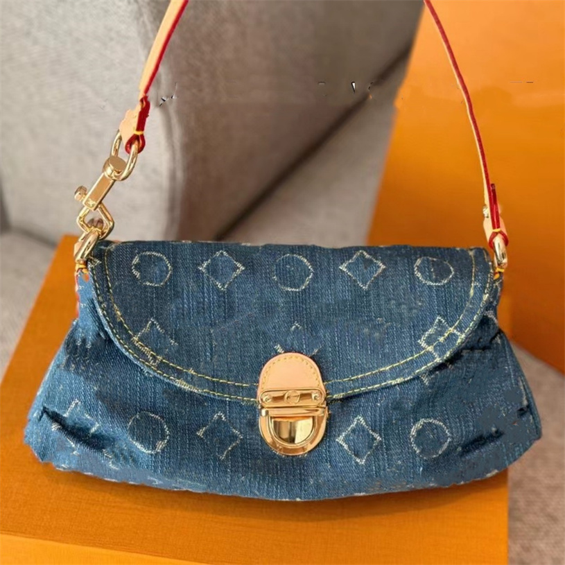 designer Shoulder Bag Underarm Bag women Cowboy for High-end Old Vintage Denim Bags Baguette Embroidery