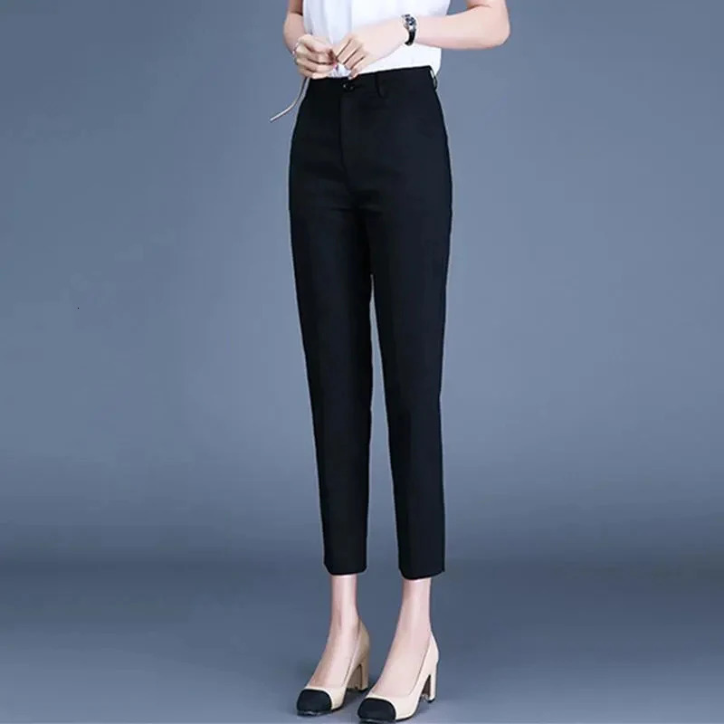 Office Lady Suit Classic Pant Khaki Black Work Pantalones Spring High Waist Skinny Pencil Trousers Elegant s 8591cm 240201
