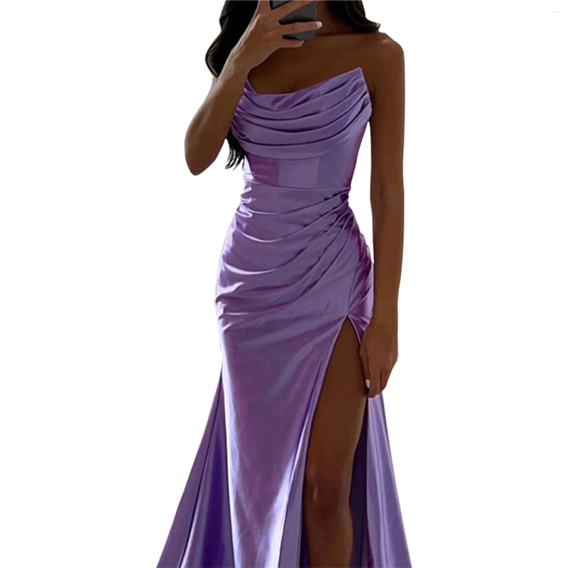 Casual Dresses Sexy Backless Satin Banquet Prom Dress Women Summer Elegant Off Shoulder Ruched Bodycon Evening Party Female Pink Vest