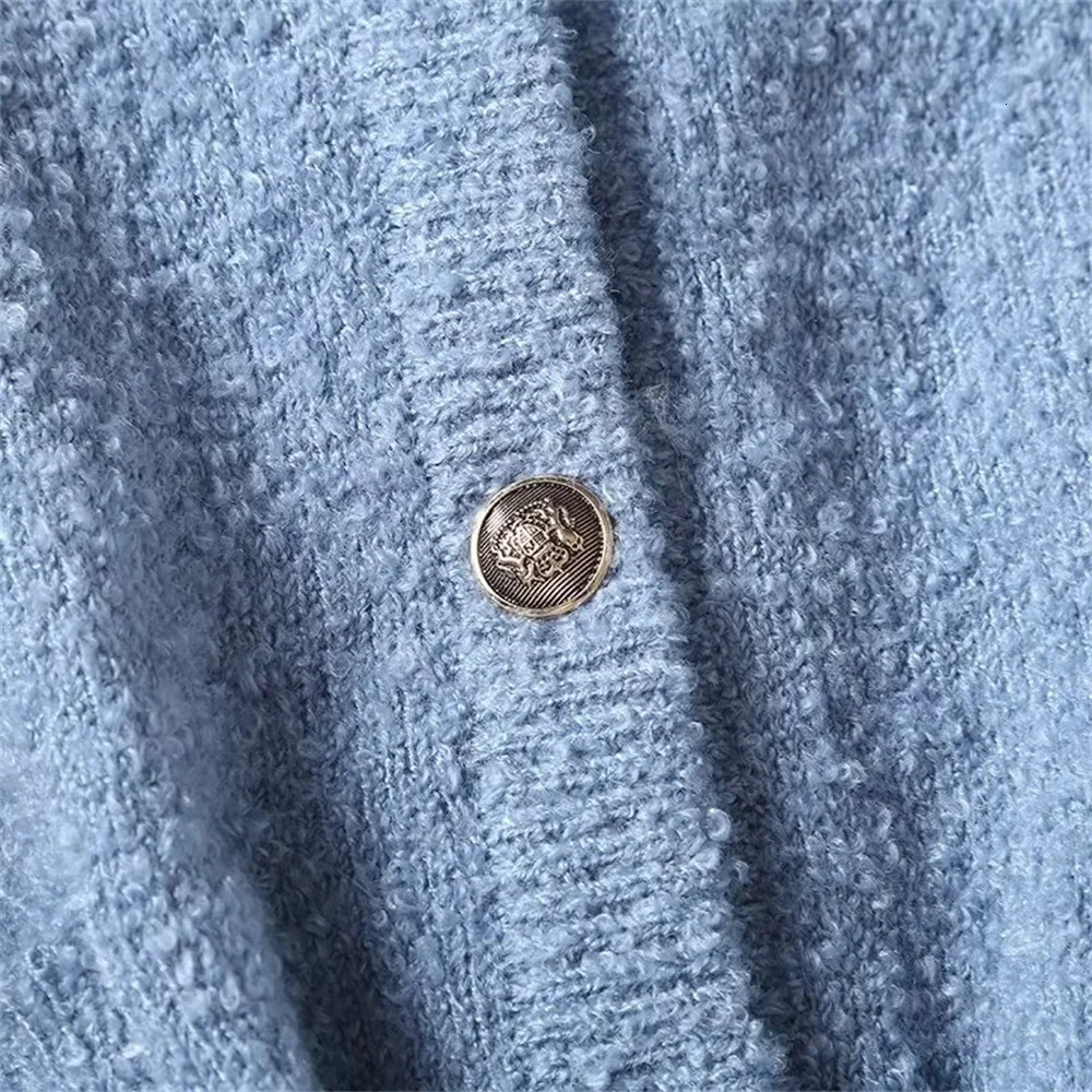 UNIZERA Autumn and Winter Womens Fashion Style Versatile Pocket Button Decoration Sweater Knitted Cardigan Coat 240130