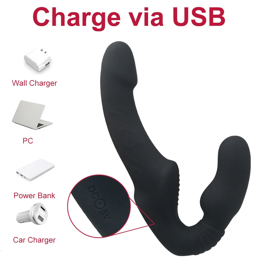 10Speed Strapless Strap on G-spot Vibrator Double Ended Dildo Sex Lesbian Adult Sex Toys for Women Couple Anal Prostate Massager 240129