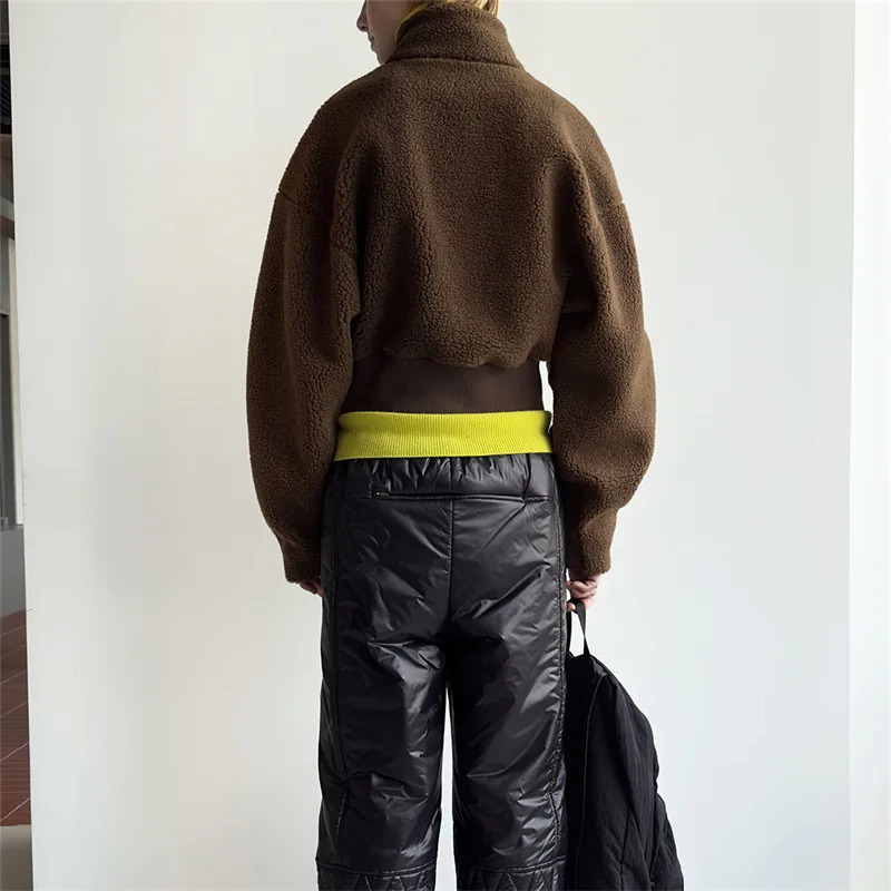 LC Hoodie Women's 2024 Autumnwinter Minimalist Casual Half Zipper High Neck Short Fleece Top 240119