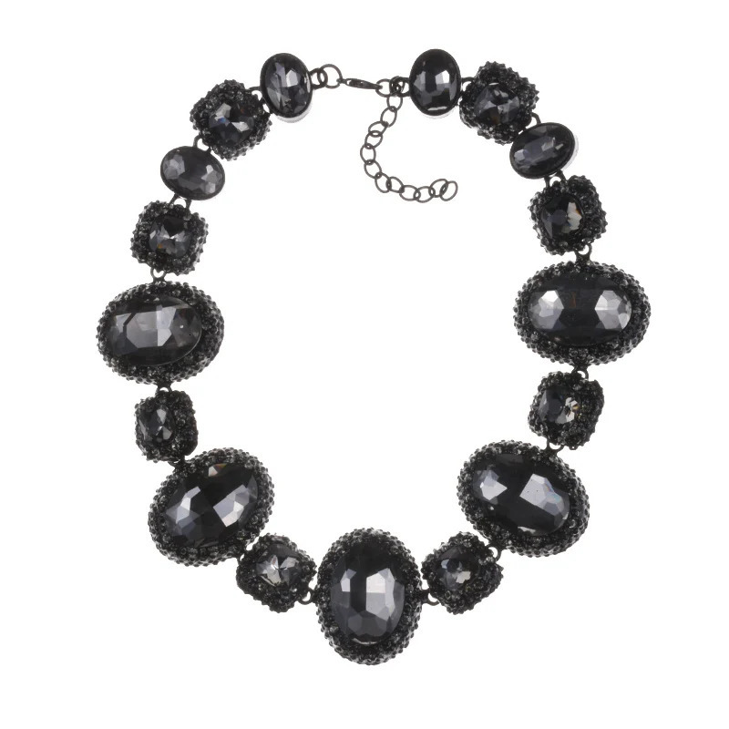 Fashion Green Glass Crystal Indian Statement Choker Necklace Women Ethnic Vintage Large Collar Big Bib Jewelry 240125 - view 6