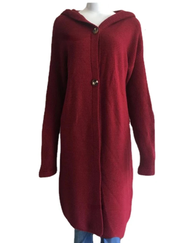 Fashion Women Sweaters 2023 Winter Clothe Tops Solid Medium Long Hooded Sweater Coat Oversized Knitted Cardigan Knitwears 240202