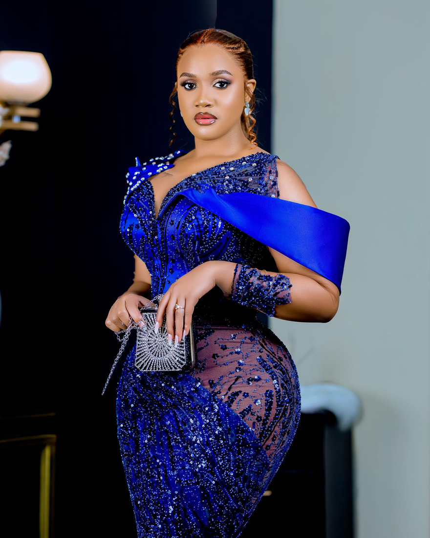 Royal Blue Aso Ebi Prom Dresses Sheer Neck Long Sleeves Mermaid Beaded Lace Evening Gowns Formal Gown Illusion Sweep Train Birthday Dress Engagement D