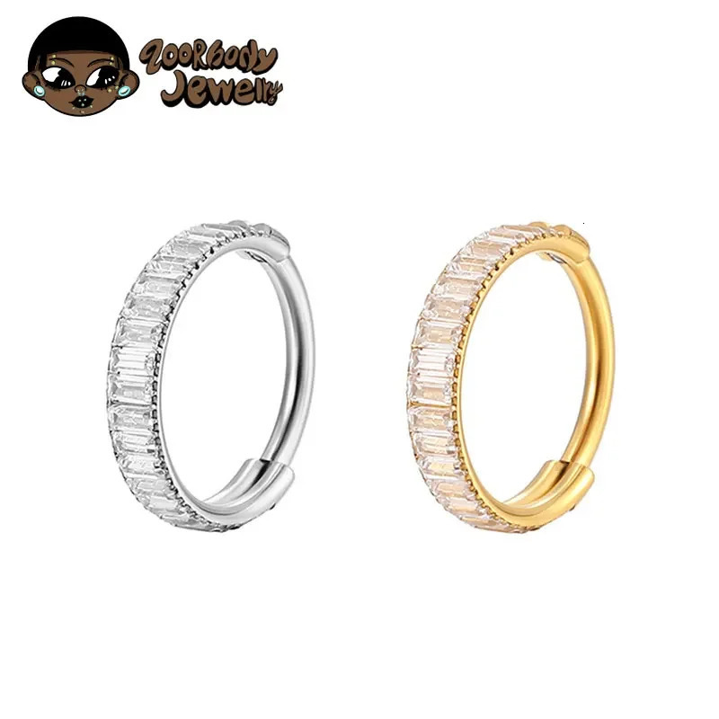 ASTM 36 Piercing Earrings Zircon Clicker Septum Nose Ring Conch Cartilage Tragus Helix Ear Body Jewelry 16G 240130