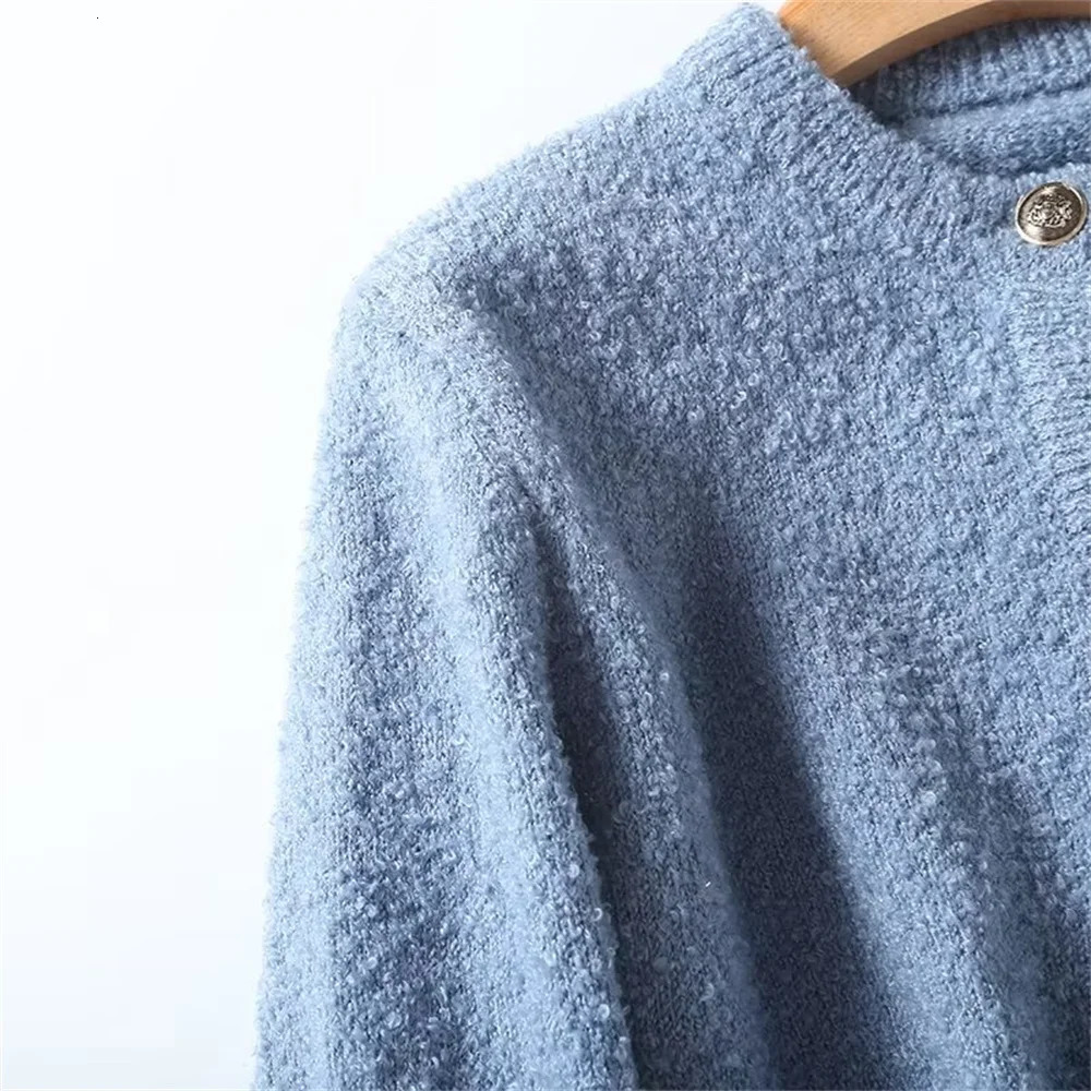 UNIZERA Autumn and Winter Womens Fashion Style Versatile Pocket Button Decoration Sweater Knitted Cardigan Coat 240130