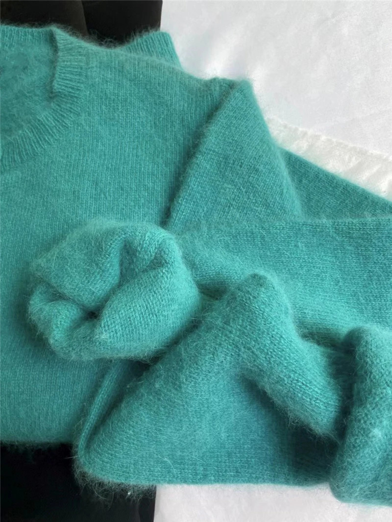 Mohair Knitted Cardigan Vintage Women Autumn Outwear Sweater Coat Loose Elegant Long Sleeve Tops 240130