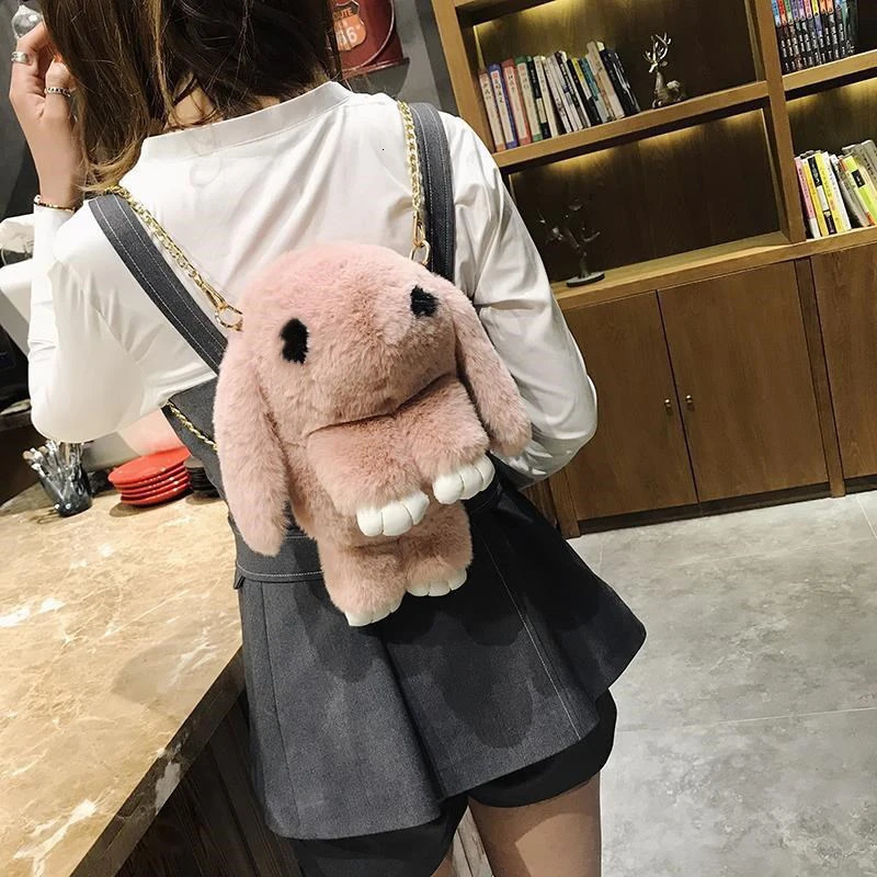 Cute Plush Rabbit Single Shoulder Bag Crossbody Bags Japanese Bunny Stuffed Toy Children School Backpack Kids Gift Toys 240131