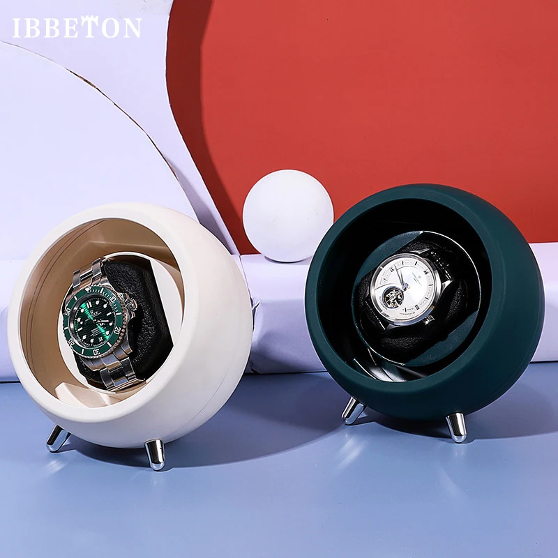 IBBETON Single Watch Winder for Automatic Watches Storage Box Automatic Winder Use USB Cable / with Battery Mabuchi Mute Motro 240124