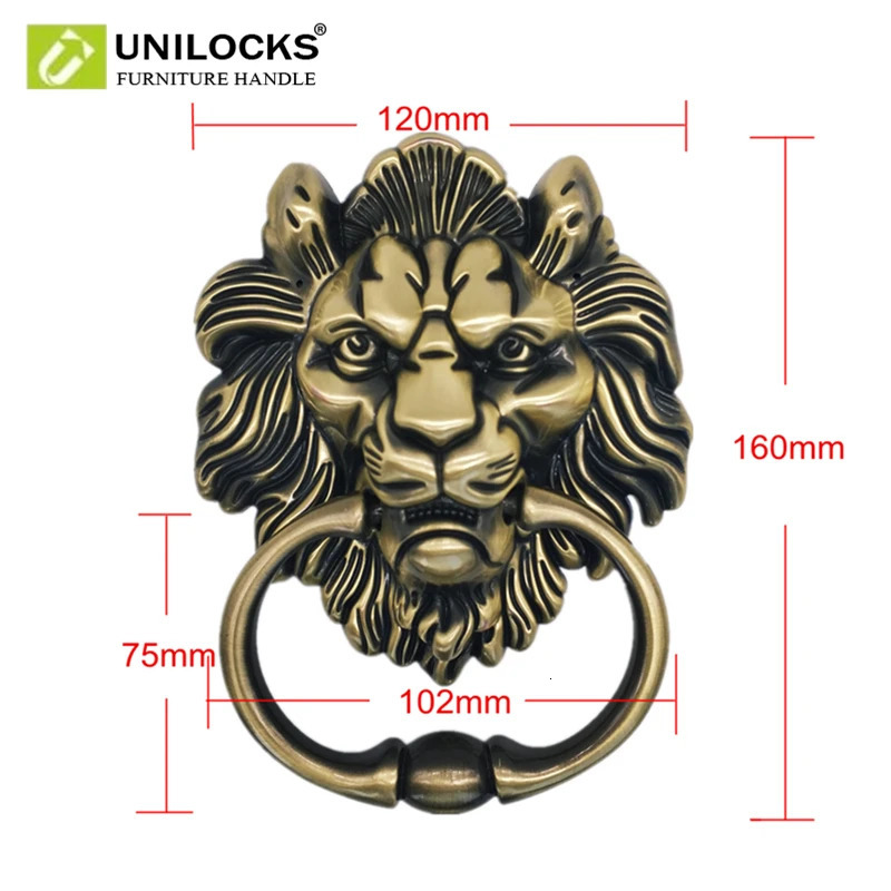 UNILOCKS Antique Lion Door Knocker Lionhead Doorknockers Lions Home Decor Including Screws From CAINIAO 240127