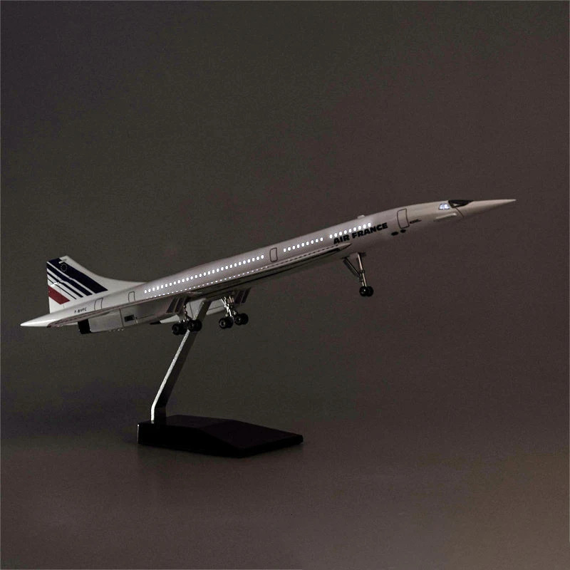 50CM 1/125 Scale Plane Concorde Air France Airline Model Airplane Toy Resin Airfrance Aircraft with Landing Gears Lights 240119