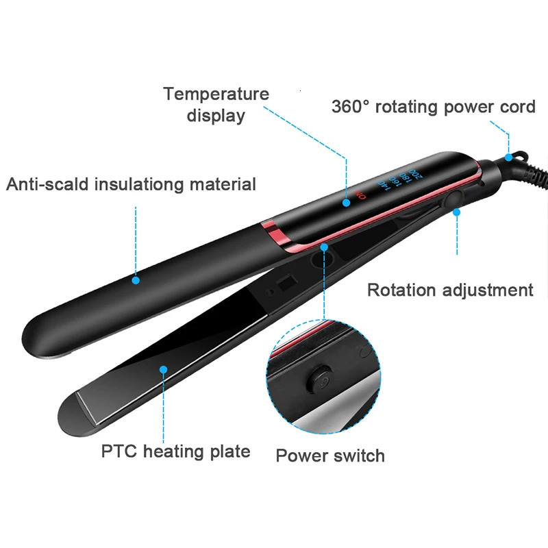 Professional Ceramic Ionic Fast Heat-Up Flat Negative Ion Iron Lcd Display Hair Straightener X251024