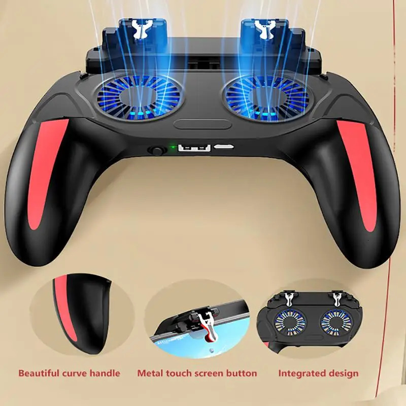 H10 Gaming Accessories Handheld Grip Game Controller Joystick Gamepad for Pubg Trigger Dual Cooling Fan Game Cooler for Phone 240124
