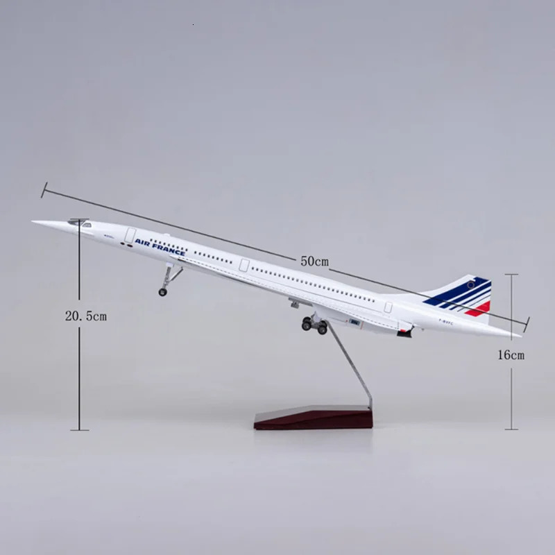 50CM 1/125 Scale Plane Concorde Air France Airline Model Airplane Toy Resin Airfrance Aircraft with Landing Gears Lights 240119