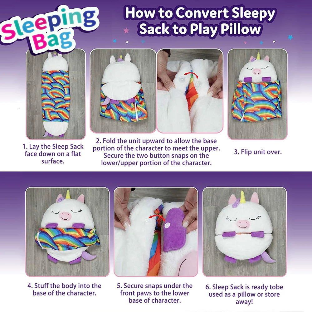 Children's Cartoon Sleeping Bag with Pillow for Birthday Gift Kids Comfy Plush Warm Sleepy Sack Animal Boys Girls Soft Sleepsack 240122