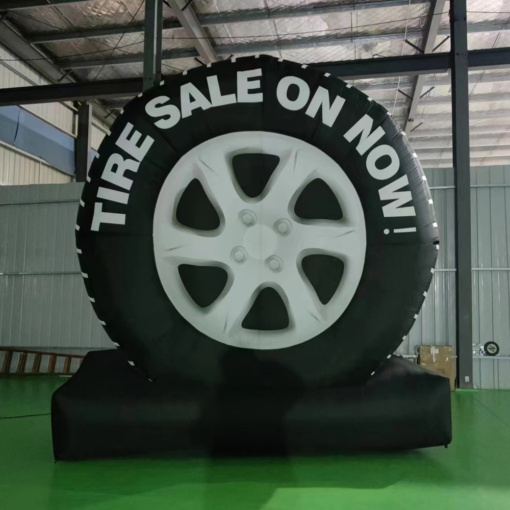 wholesale Commercial use 5mH (16.5ft) With blower giant inflatable tire balloon model customized car wheel on truck for advertising