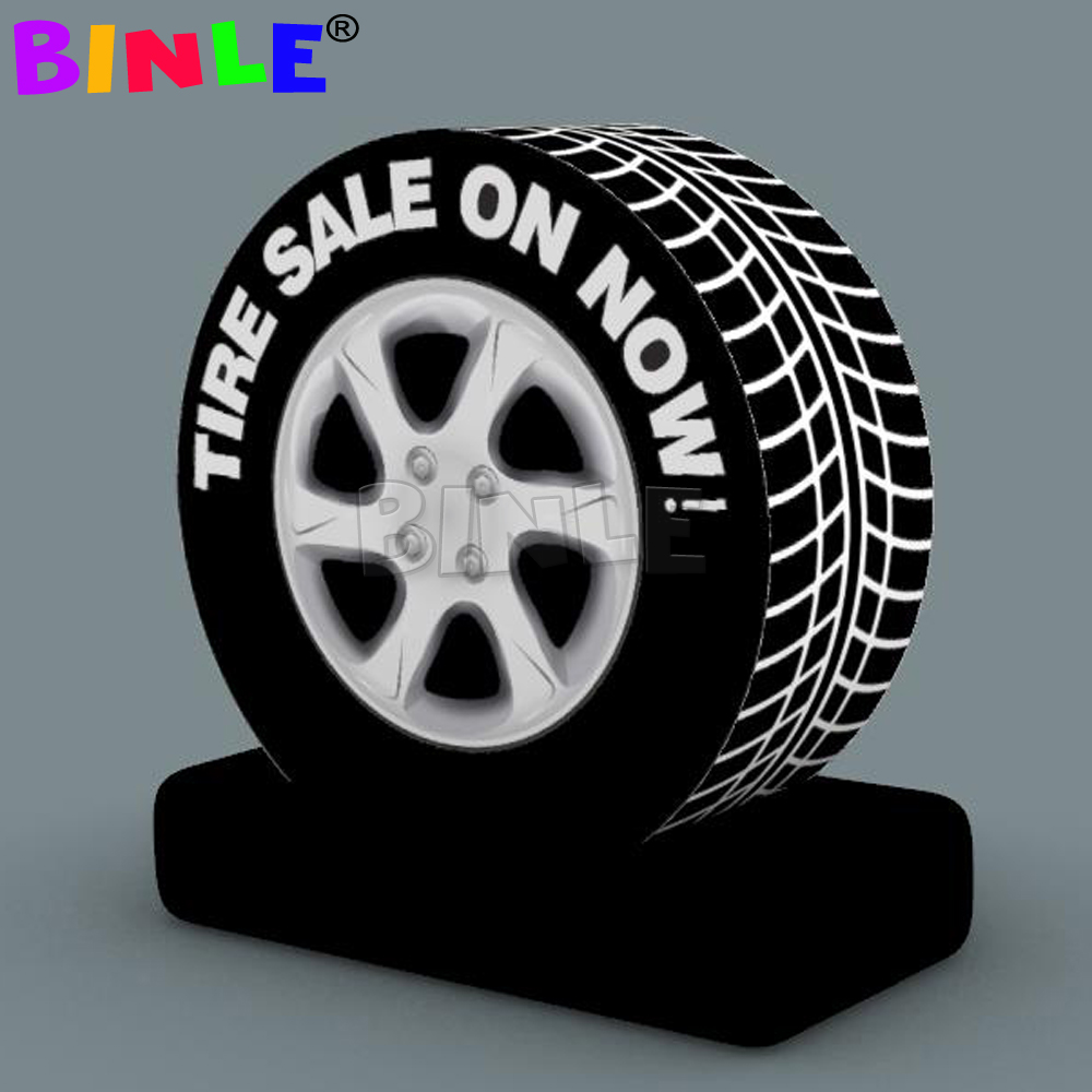 wholesale Commercial use 5mH (16.5ft) With blower giant inflatable tire balloon model customized car wheel on truck for advertising