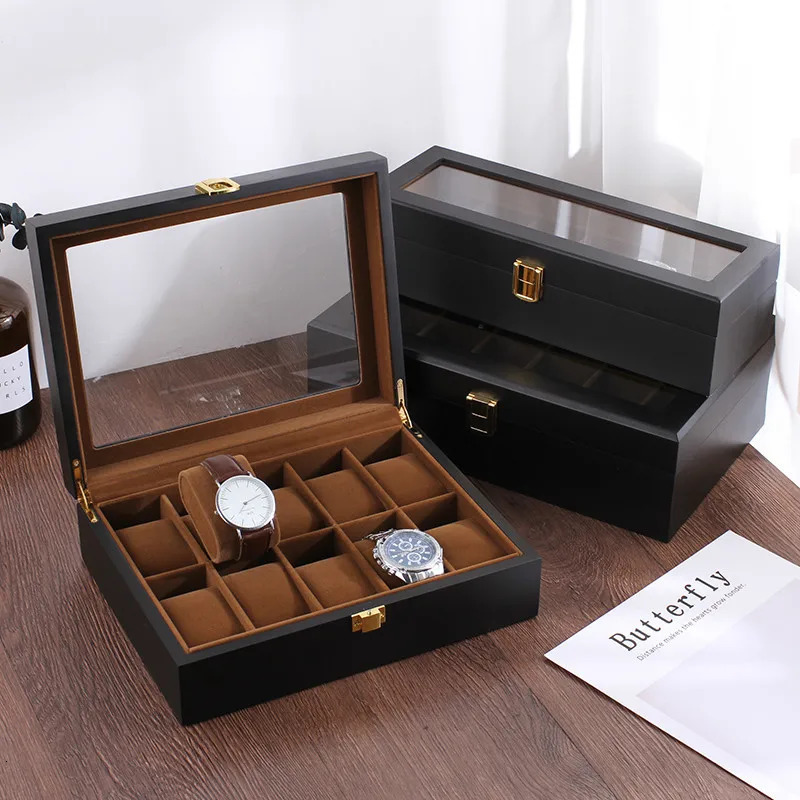 Handmade Wood Watch Box 6/10/12 Grids Watches Display Case Jewelry Holder Storage Organizer for Watch Holding 240129