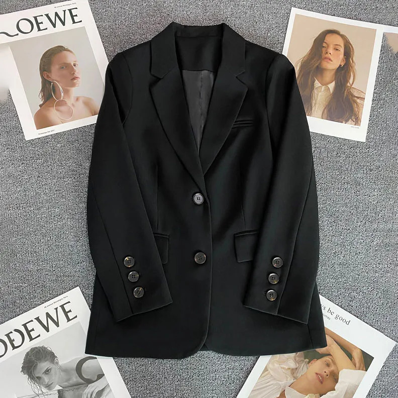 Elegant Office Lady Blazers for Women Fashion Long Sleeve Single Button Blazer Coats Jackets Outerwears 240123