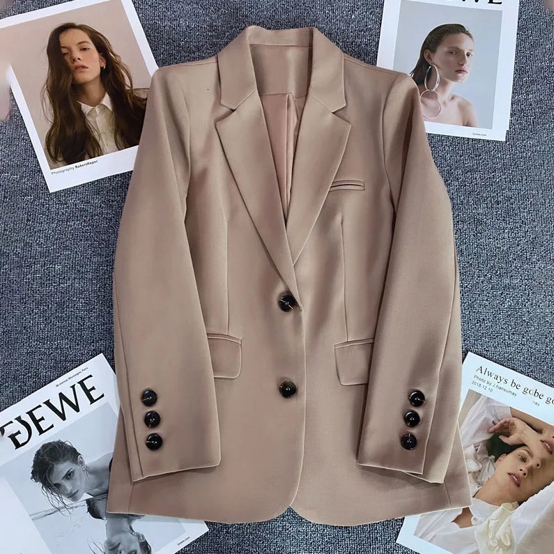 Elegant Office Lady Blazers for Women Fashion Long Sleeve Single Button Blazer Coats Jackets Outerwears 240123