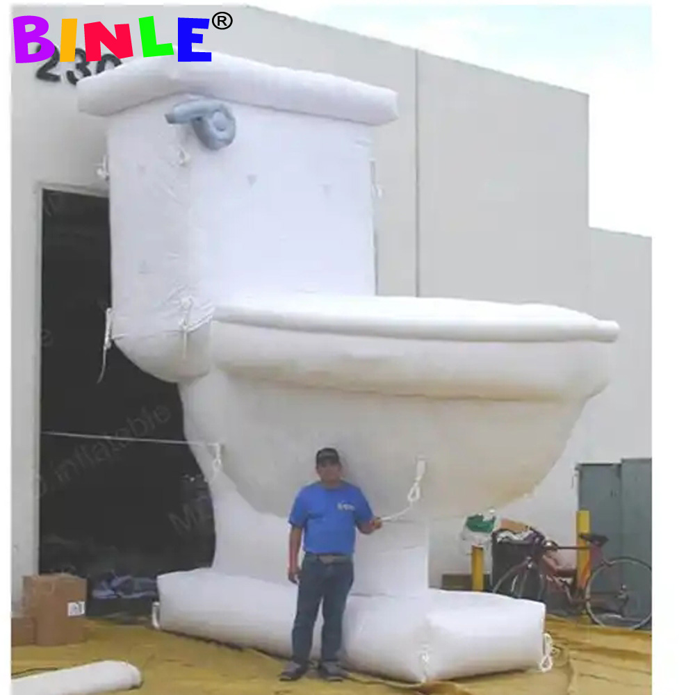 6mH (20ft) With blower wholesale Promotional Giant Inflatable Toilet Seat Model Customized advertising Inflatable Closestool For Game Plan Event