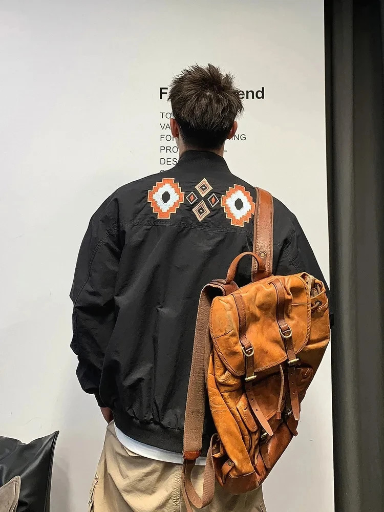Bomber Jacket Men Japanese Baseball Coat Spring Autumn Ne'w Fashion Streetwear Pockets Hatless Pilot Jacket Top Men's Clothing 240126