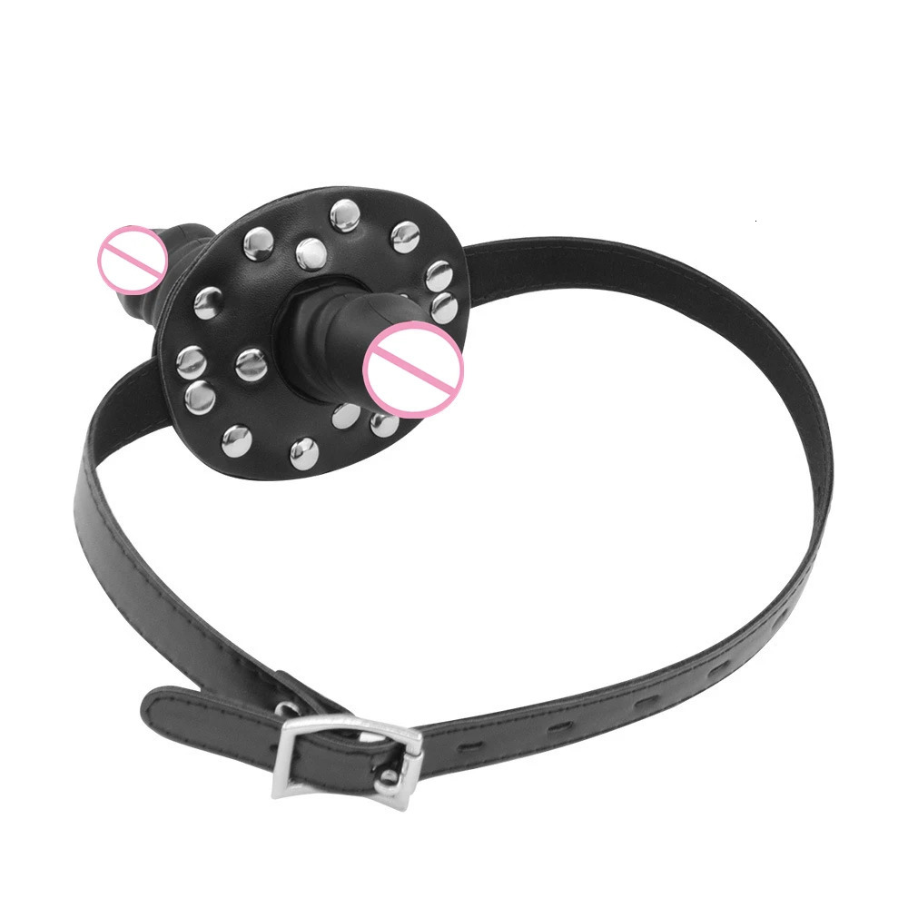 Double-Ended Penis Plug Dildo Open Mouth Gag Fetish BDSM Bondage Bite Adult Sex Toys Products for Women Men Couples Sexy Slave 240129