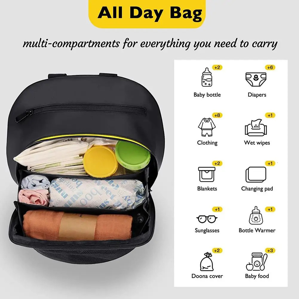 Mommy Storage Bag For Doona Stroller Accessories Portable Storage Case Mom Backpack 2 In 1 Black Waterproof Diaper Bag 240123