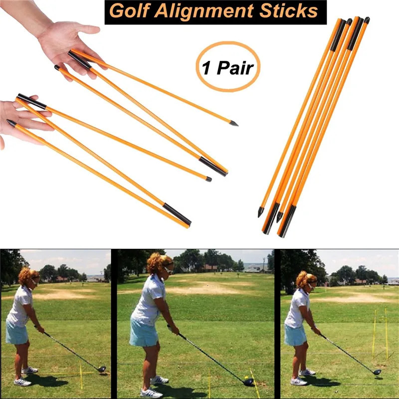 2Pcs 48 Golf Alignment Stick Putting Training Aid To Improve Golf Skills Ball Position Scores Swing Plane Orange Fiberglass 240122