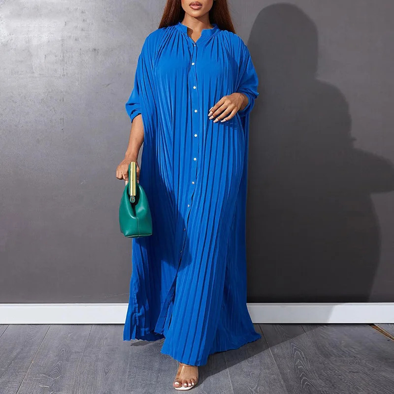 plus size Autumn Vintage Long Dress Women Holiday Maxi Sundress Long Sleeve Button Up Dress Casual Party Loose Shirt Vestidos 240129