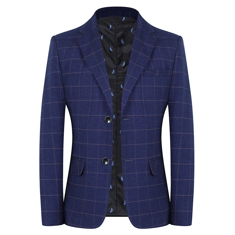 Boutique Fashion Plaid Mens Casual Business Blazer Groom Wedding Dress Male Slim Formal Suit Jacket models 240201