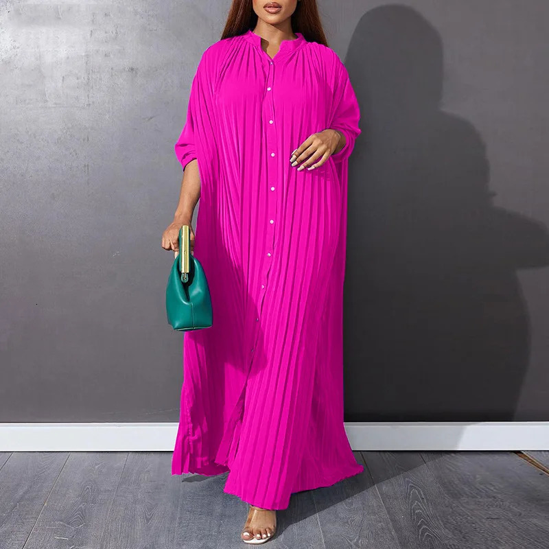 plus size Autumn Vintage Long Dress Women Holiday Maxi Sundress Long Sleeve Button Up Dress Casual Party Loose Shirt Vestidos 240129