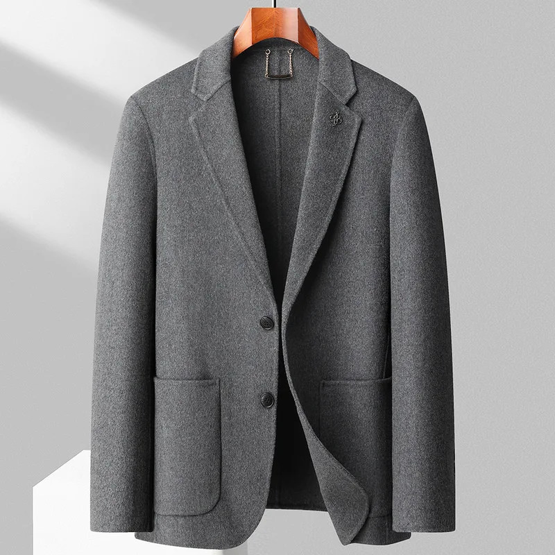 Autumn and Winter Woolen Suit for Men Short Highgrade Tweed Casual Jacket Solid Color Single West Coat Blazer Mujer 240201