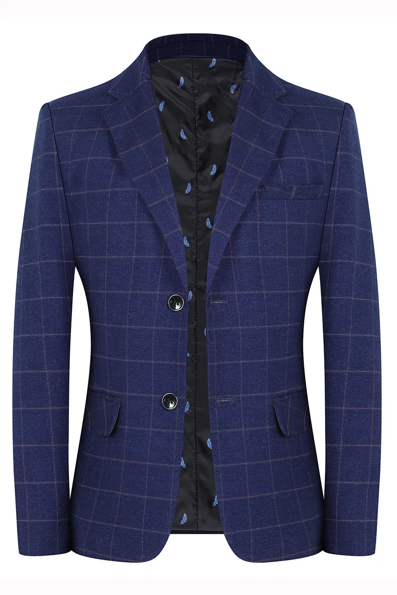 Boutique Fashion Plaid Mens Casual Business Blazer Groom Wedding Dress Male Slim Formal Suit Jacket models 240201