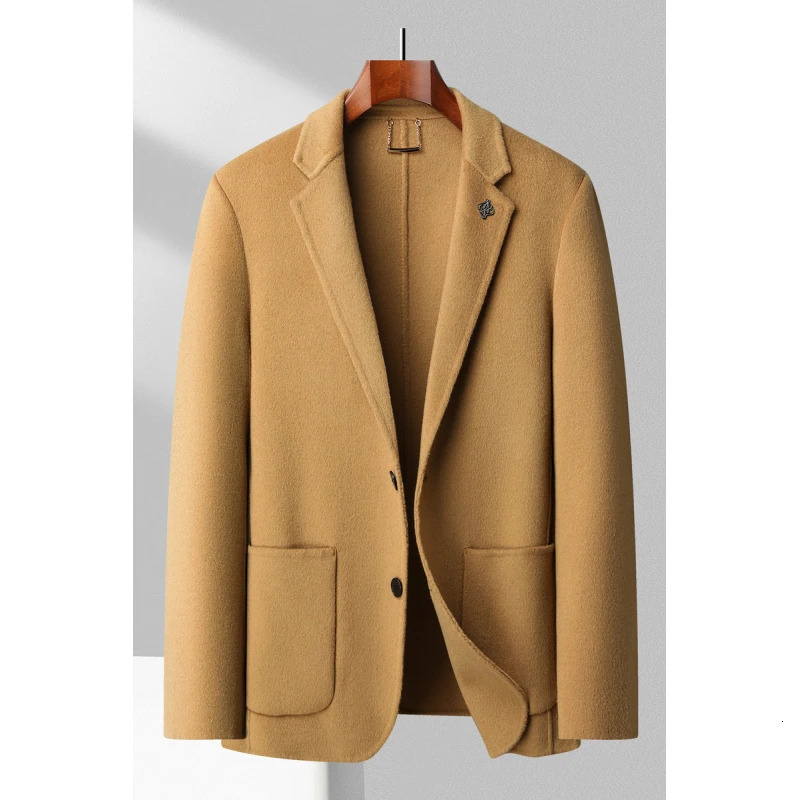 Autumn and Winter Woolen Suit for Men Short Highgrade Tweed Casual Jacket Solid Color Single West Coat Blazer Mujer 240201