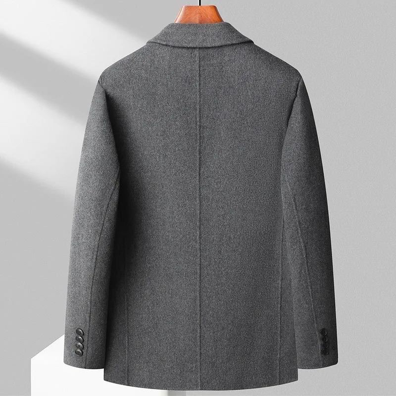 Autumn and Winter Woolen Suit for Men Short Highgrade Tweed Casual Jacket Solid Color Single West Coat Blazer Mujer 240201