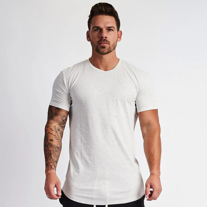 Muscleguys Plain Clothing fitness t shirt men Oneck tshirt cotton bodybuilding tee shirts slim fit tops gyms Homme 240202