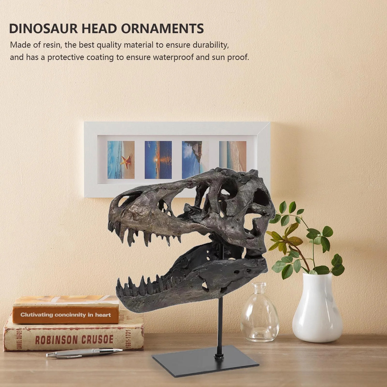 Replica Dinosaur Skull Resin Animal Skeleton Ornament Haunted House Dinosaur Statue Home Decoration accessories For Living Room 240130