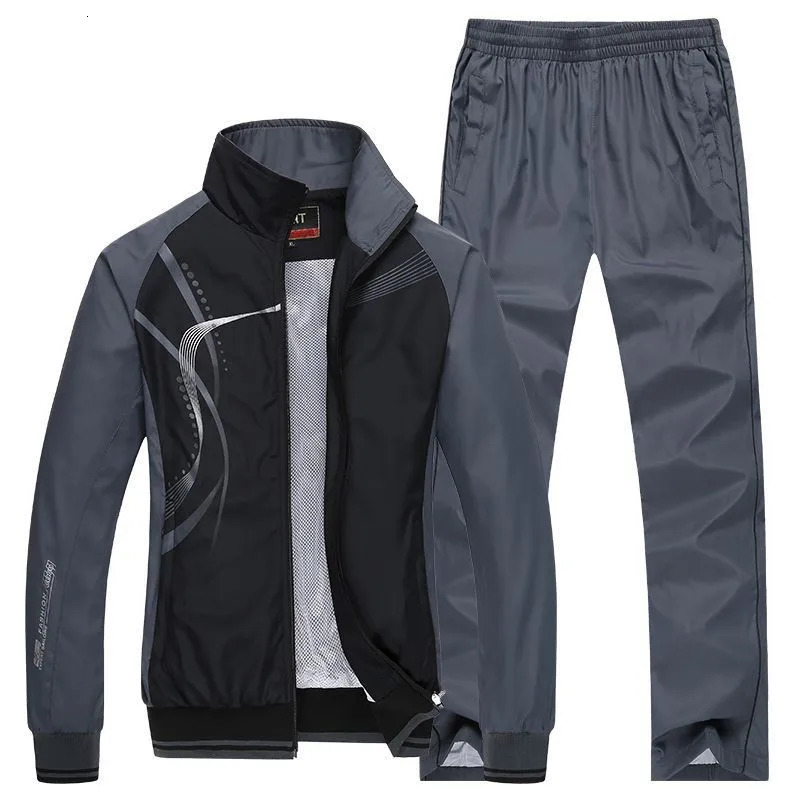 Men Sportswear Spring Autumn Tracksuit 2 Piece Sets Sports Suit JacketPant Sweatsuit Male Fashion Print Clothing Size L-5XL 240202