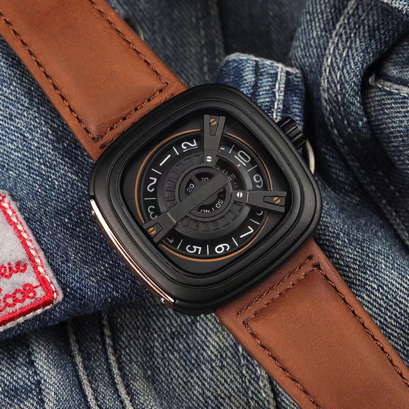 Domineering watch Imported cowhide strap Quartz movement Diameter 44mm thickness 13mm