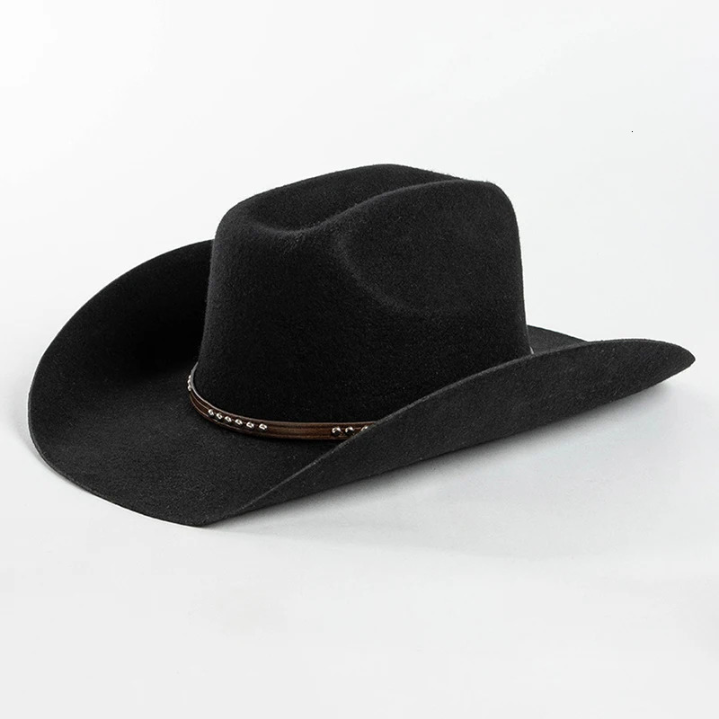 Western Cowboy Wool Hat - Unisex Vintage Cowgirl Jazz Sombrero Cloche Church Caps dh911125171