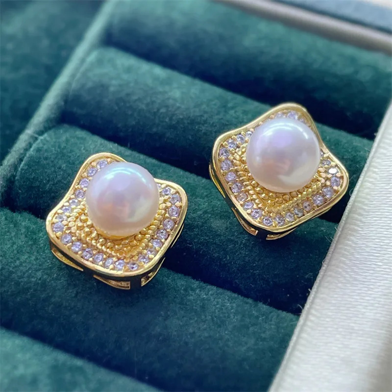 High Quality Shiny Crystal Pearl Jewelry Sets 14K Gold Gild Real Natural Freshwater Pearl Necklace Earrings Rings For Women 240119